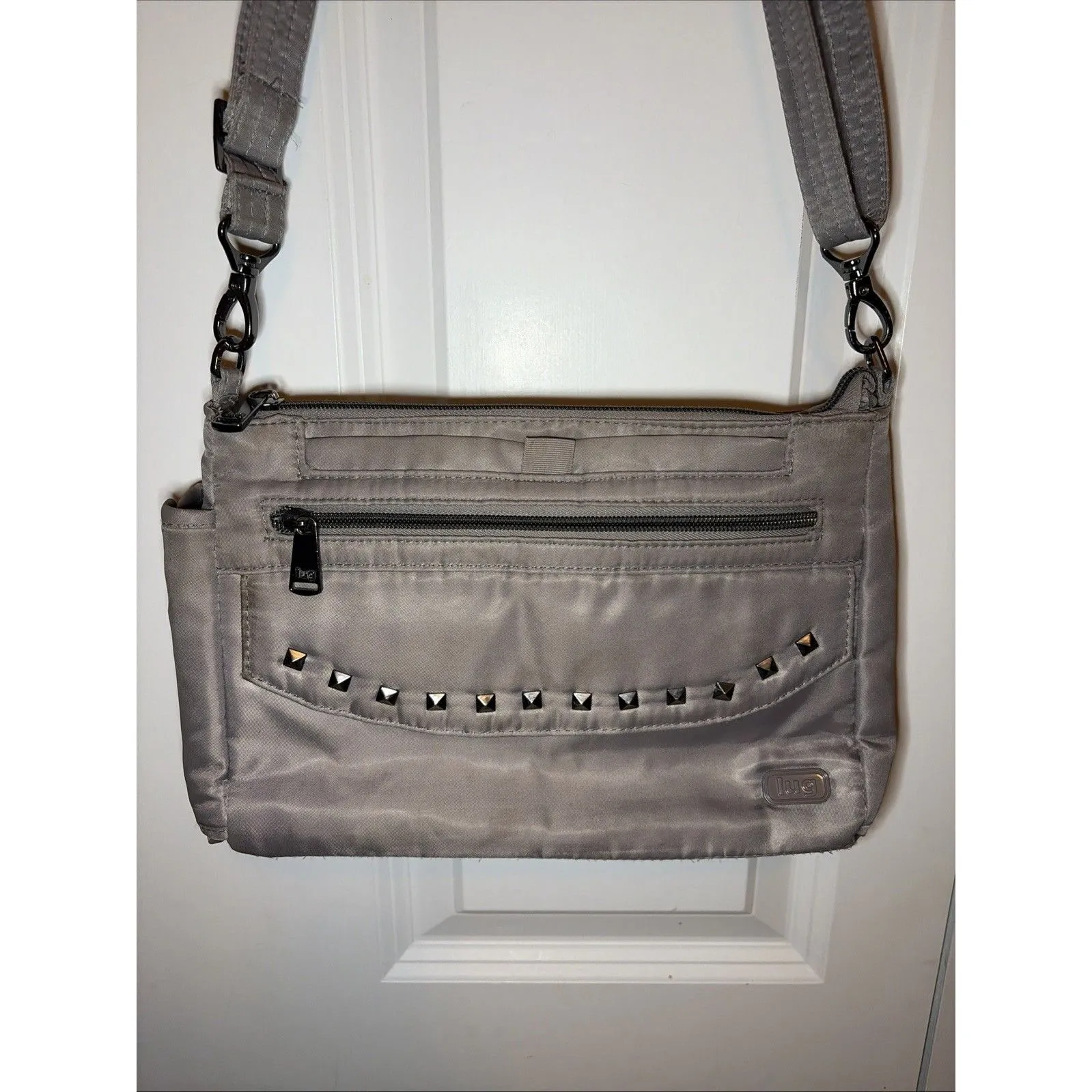 LUG PACER CROSSBODY BAG STUDDED GREY ADJUSTABLE STRAP RFID SECURE Gray - Image 4