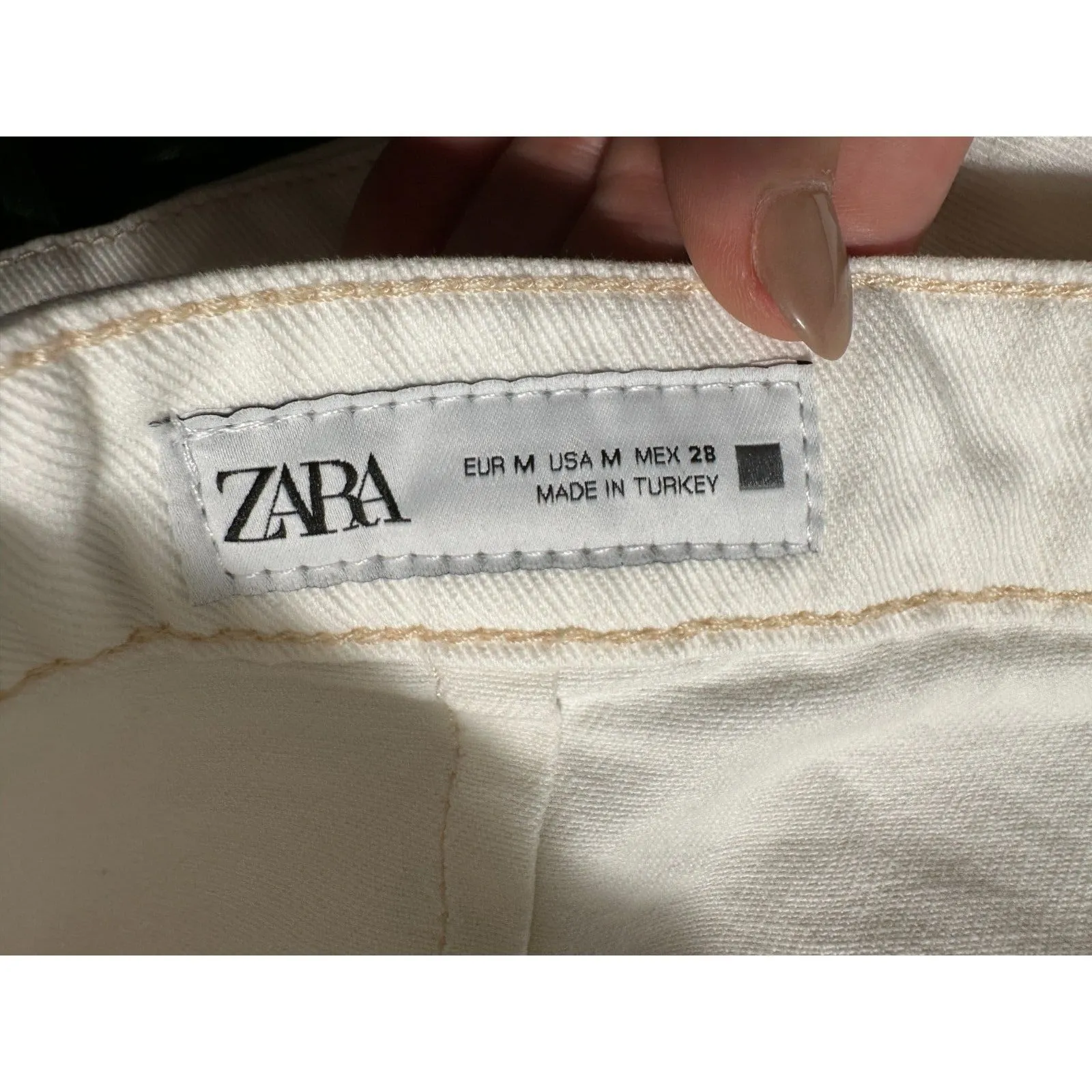 ZARA  White Denim Wrap Skort Size Medium - Image 6