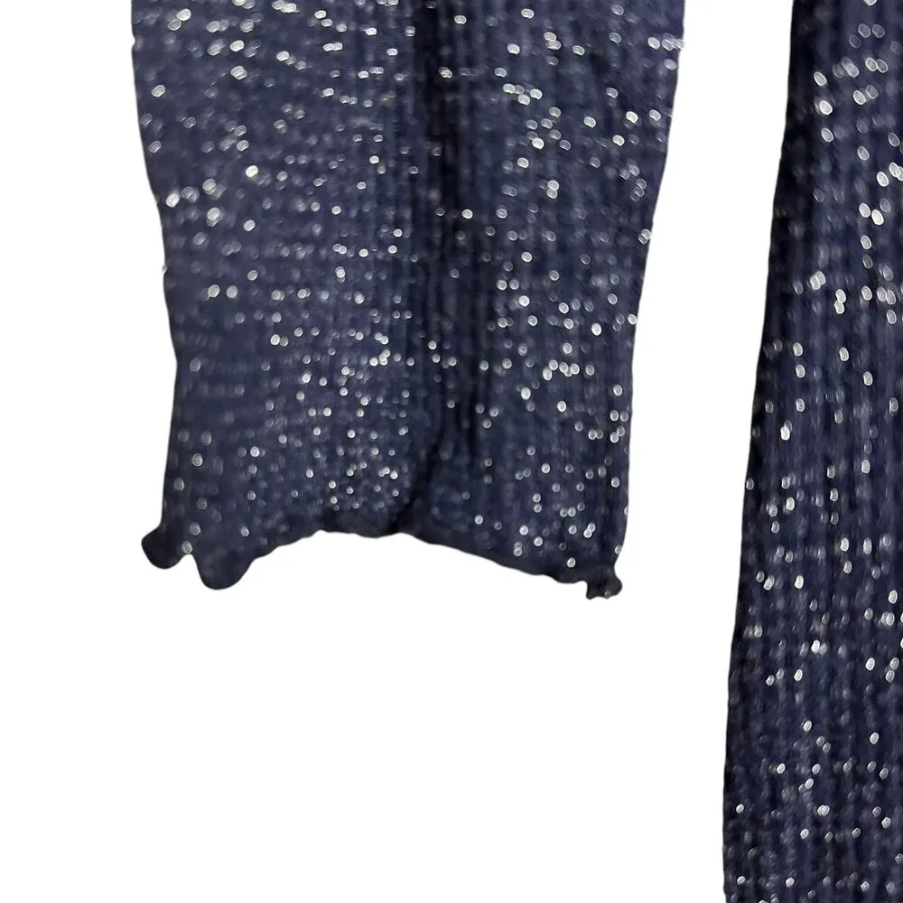 Rachel Pally Navy Metallic Ribbed Mara Maternity Long Sleeve Midi Dress Size S - Image 11