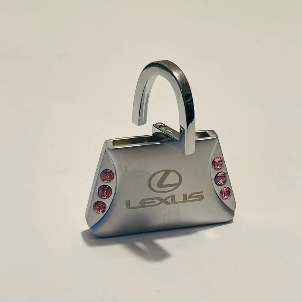 Lexus Swarovski Crystal Silver Pink Crystals Purse Key Ring Keychain - Image 3
