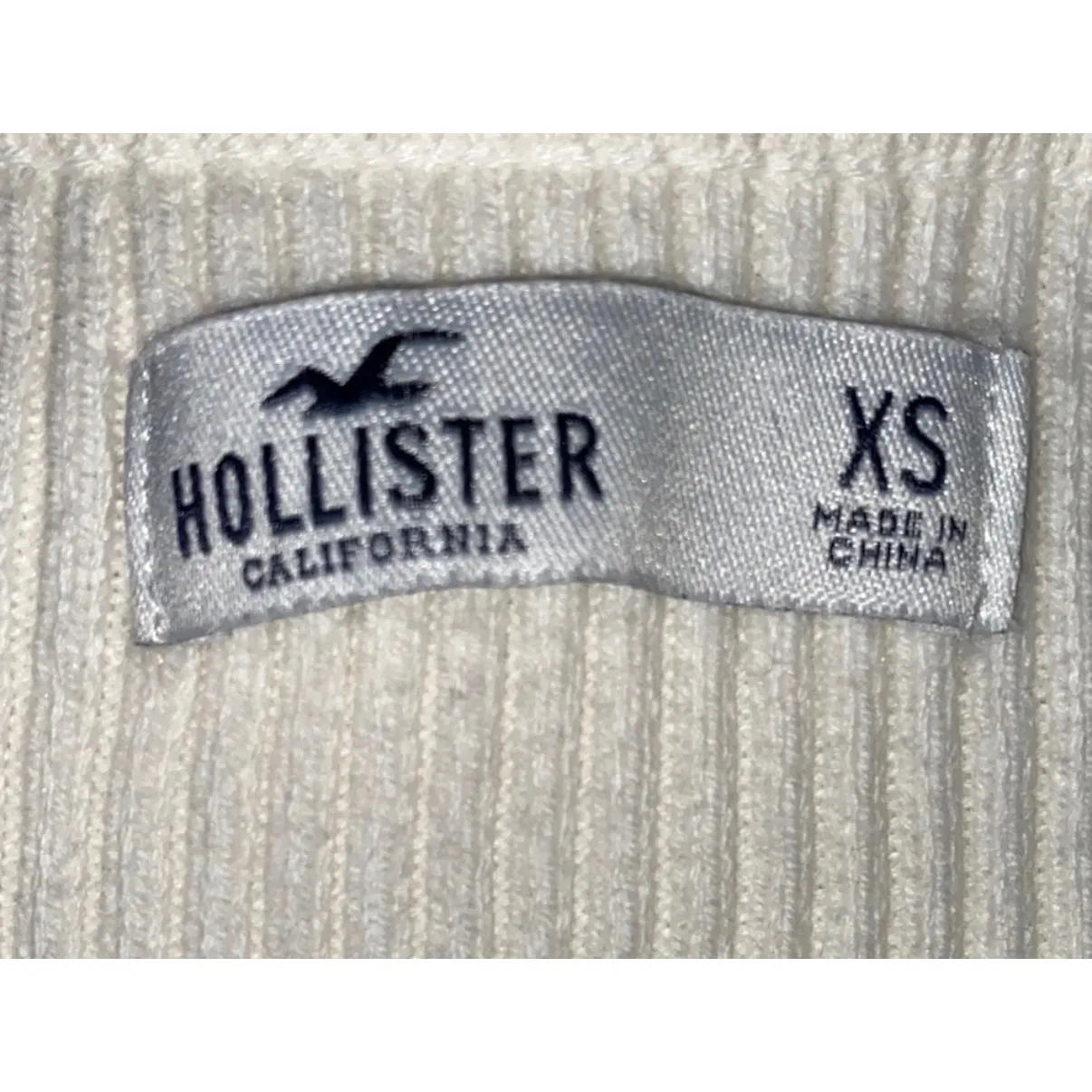 Y2K Hollister Square Neck Ribbed Top XS White Bell Sleeve Baby Tee 2000s - Image 6