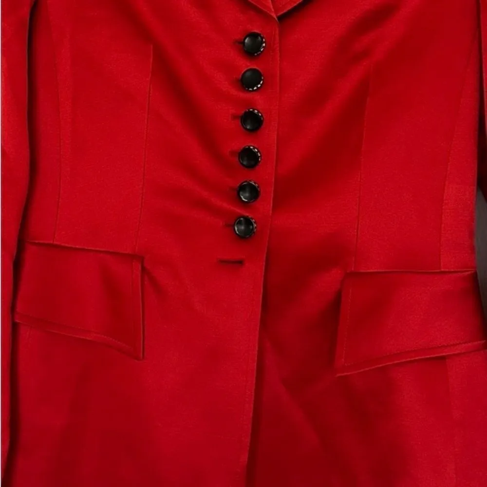 Escada Wool Silk Red Blazer Size 6 - Image 3