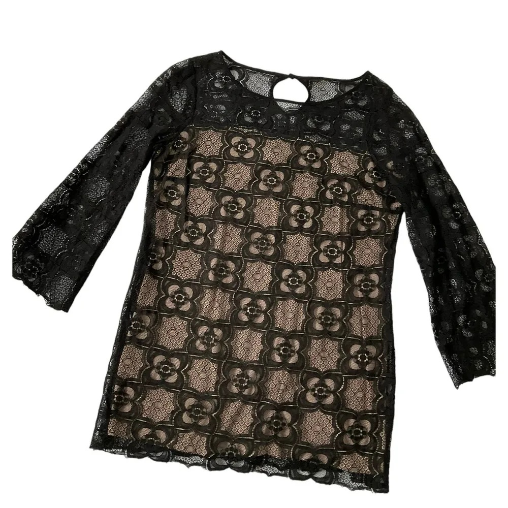 Max Studio Black Beige Lace Tunic Size S | 39-31 - Image 3