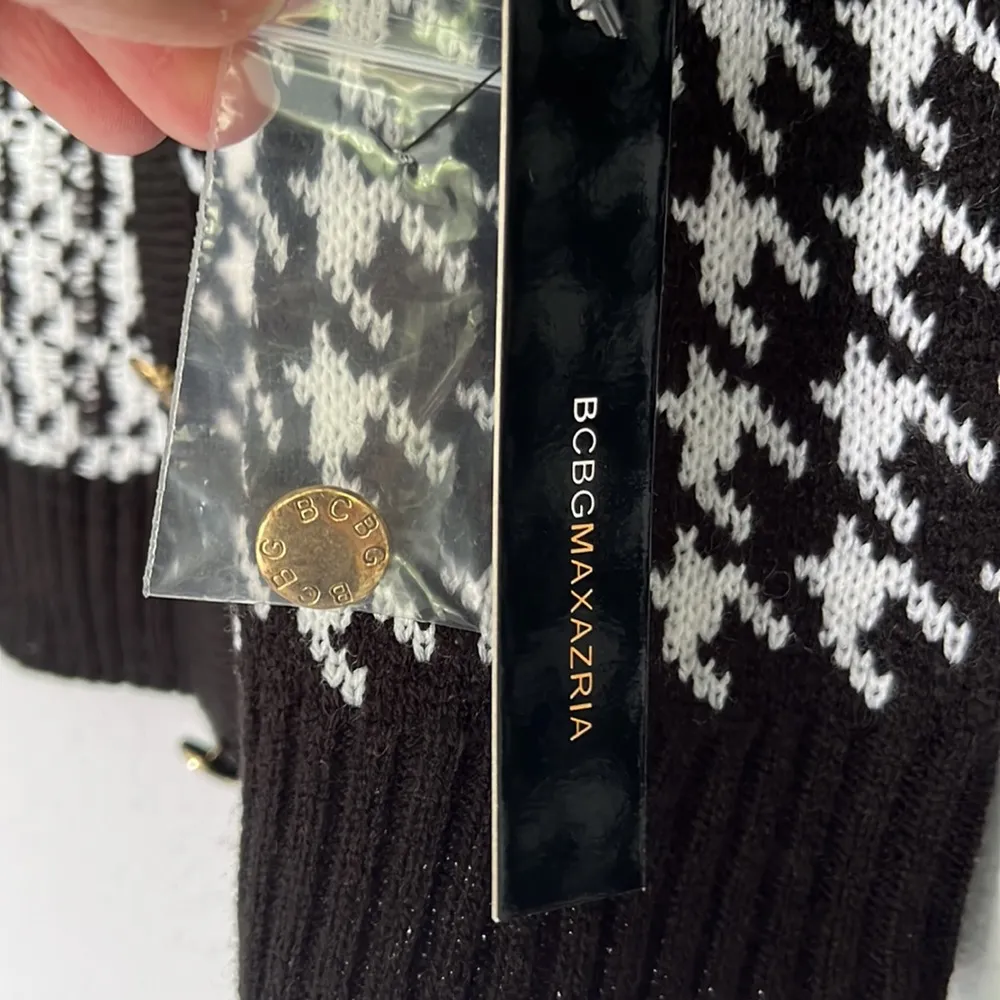 NWT BCBG Maxazria Black & White Houndstooth Print Cardigan M - Image 5