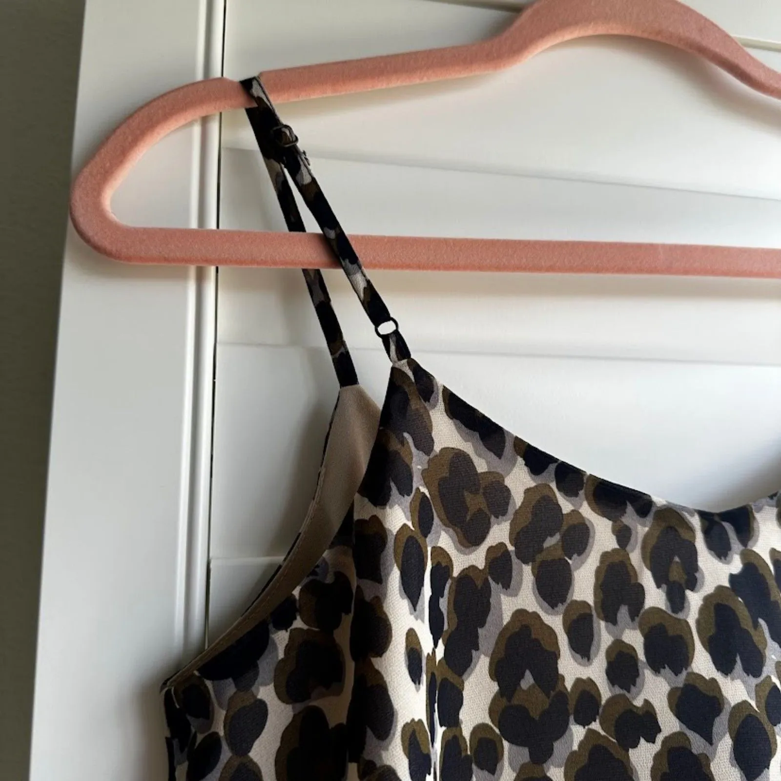 Heartloom Leopard Print Button Camisole in Olive Green Cream & Navy size XS - Image 12