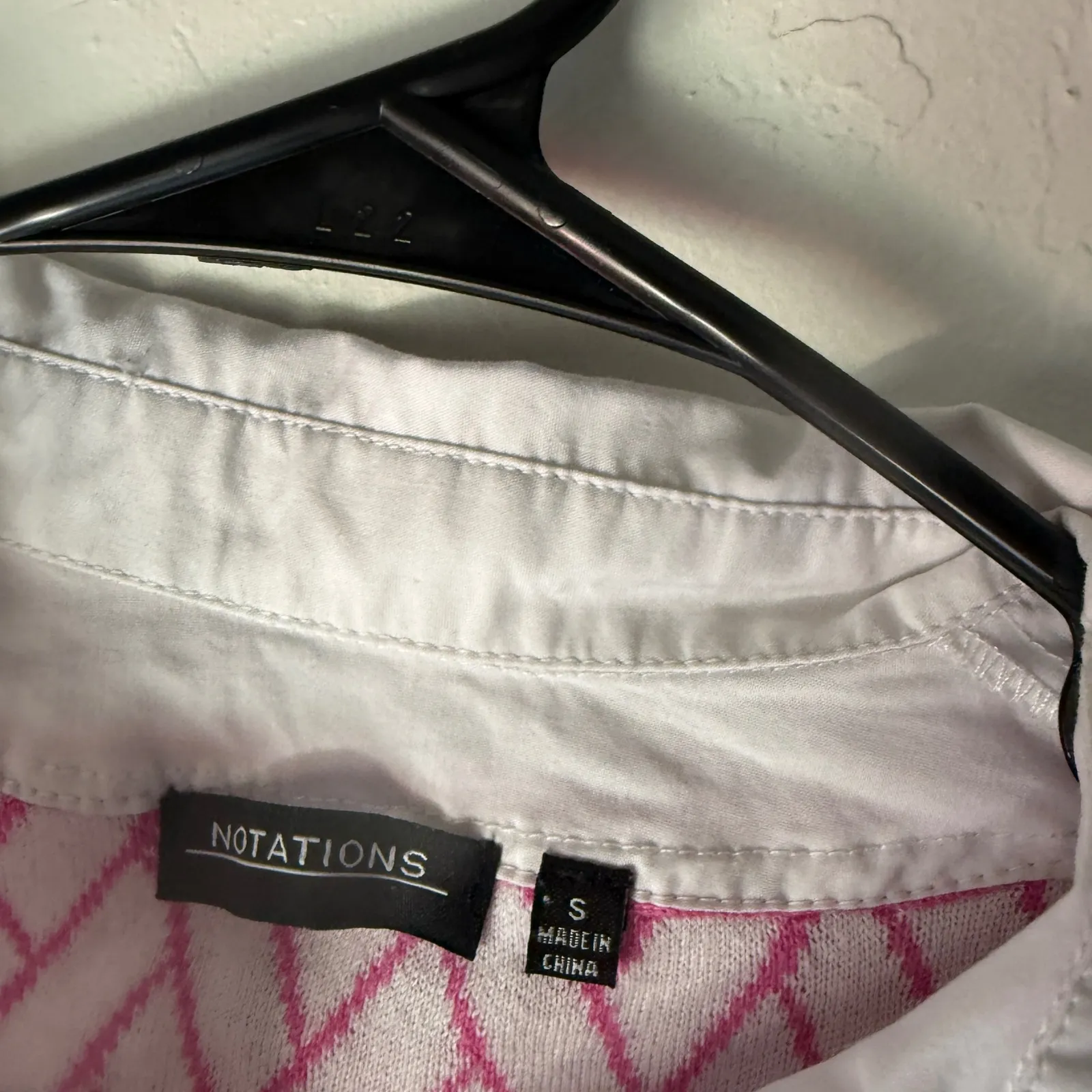 Notations Pink Wh Argyle Knit Collared Sweater Top Small Preppy Coquette Career‎ - Image 6