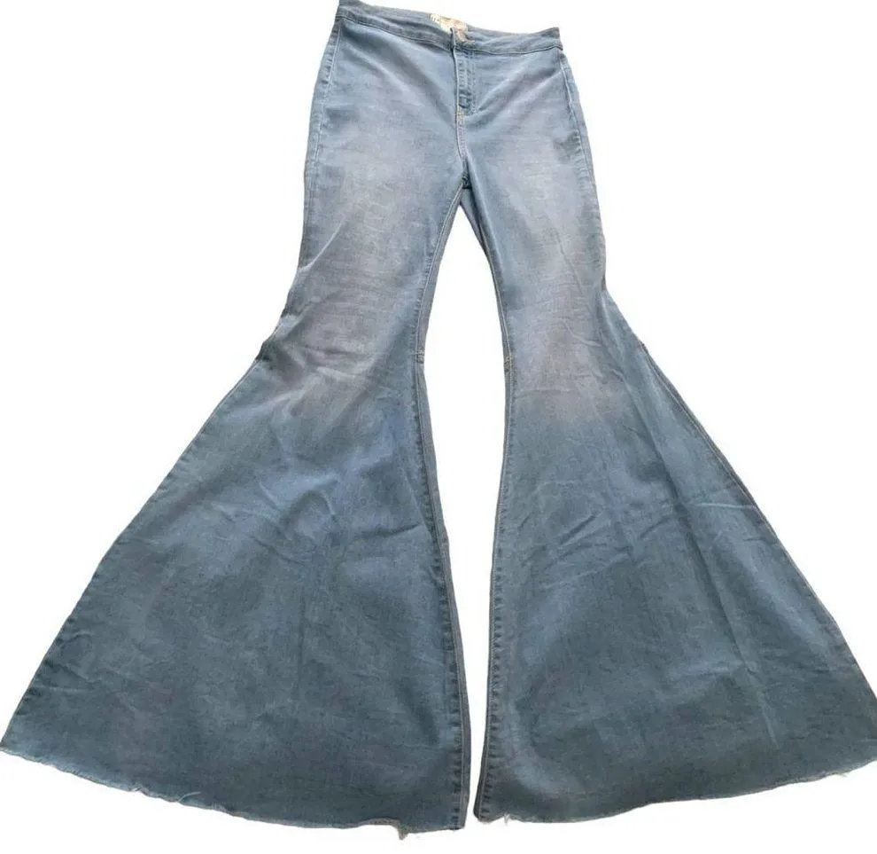 Free people just float on flare jeans stretch denim jeggings western bohemian - Image 5