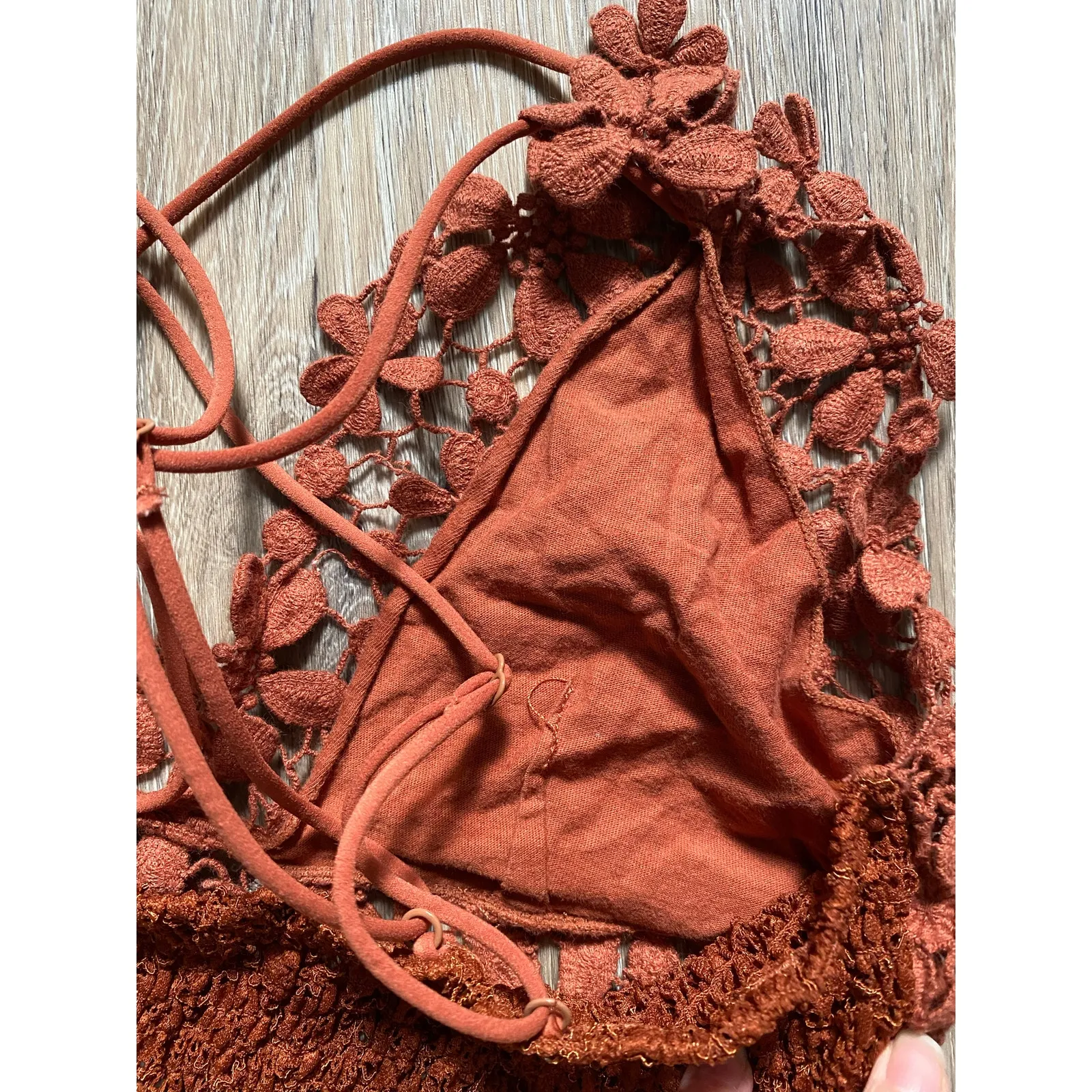 Lace‎ Dainty Floral Orange Bralette Medium Fairy Boho Festival Y2K Strappy Girly - Image 3