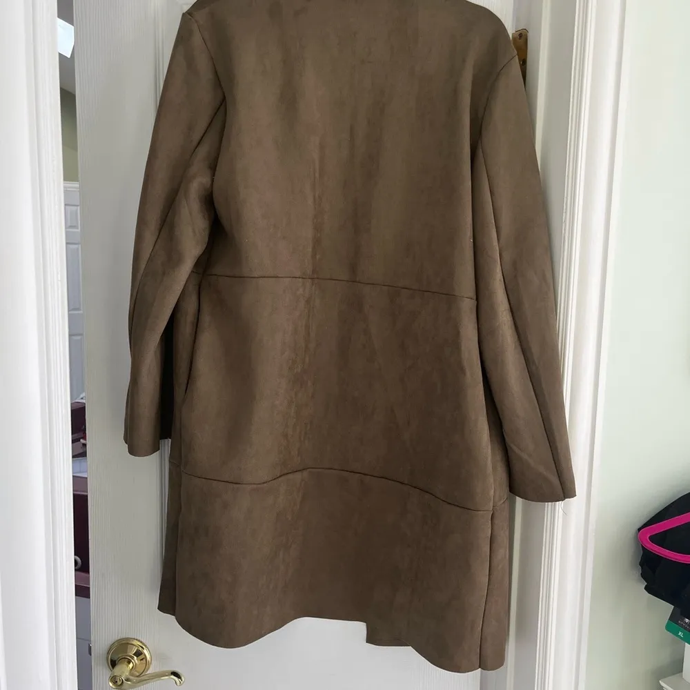 Olive Green Suede Women's Coat - Image 3