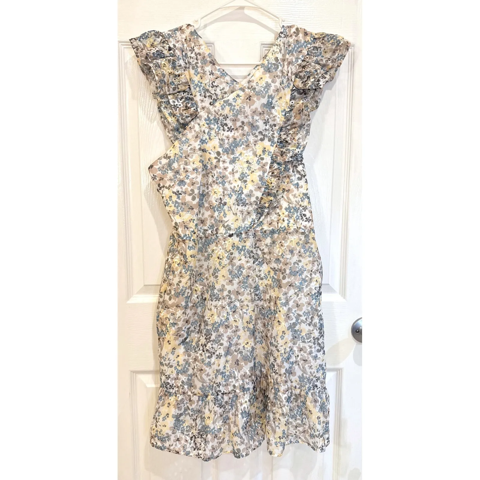 NEW Adelyn Rae Floral Ruffle Mini Dress V Neck Sleeveless Summer Party XL - Image 2
