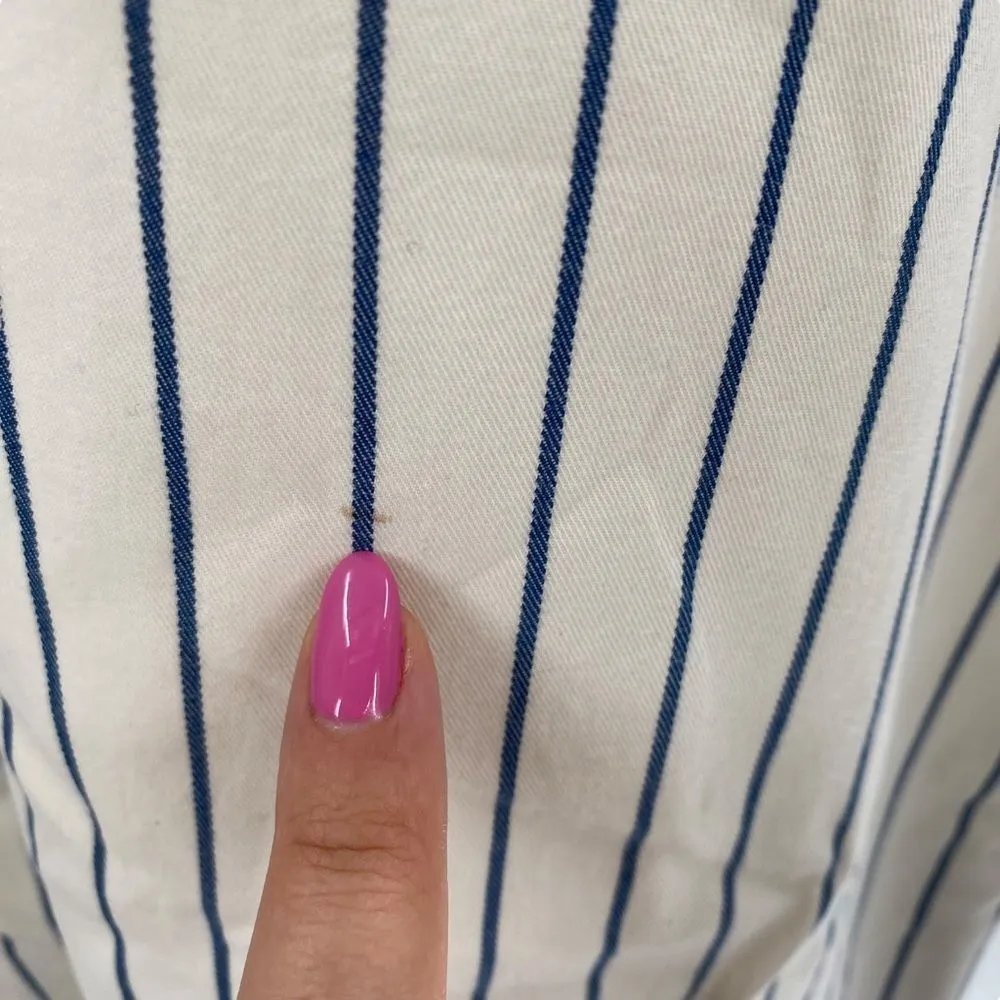 Madewell Size XS Harbor Denim Shift Dress Blue White Stripe 100% Cotton Nautical - Image 10