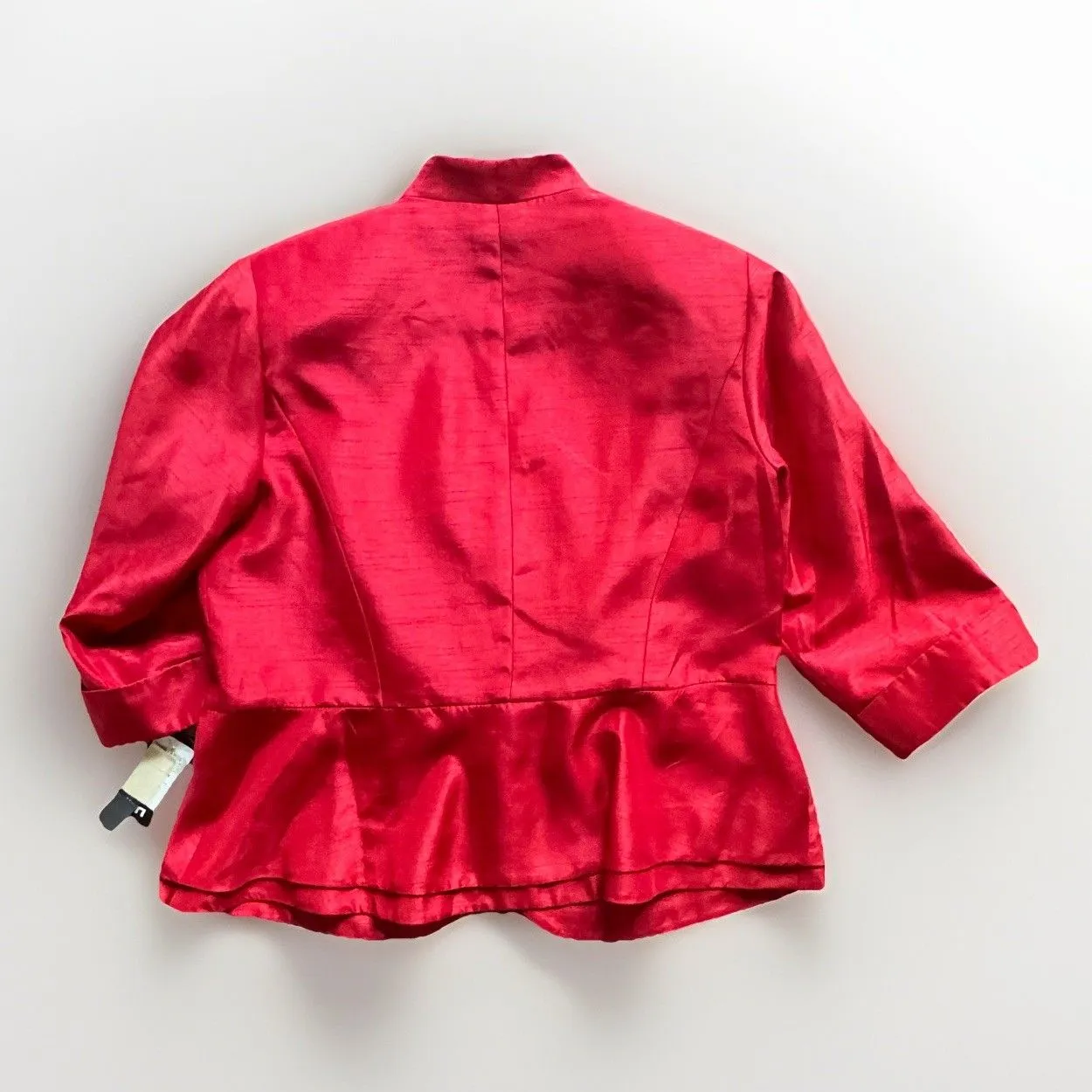 NWT Le Bos Jacket Blazer Short Red Peplum 3/4 Sleeve Womens Size 14W Holiday - Image 5
