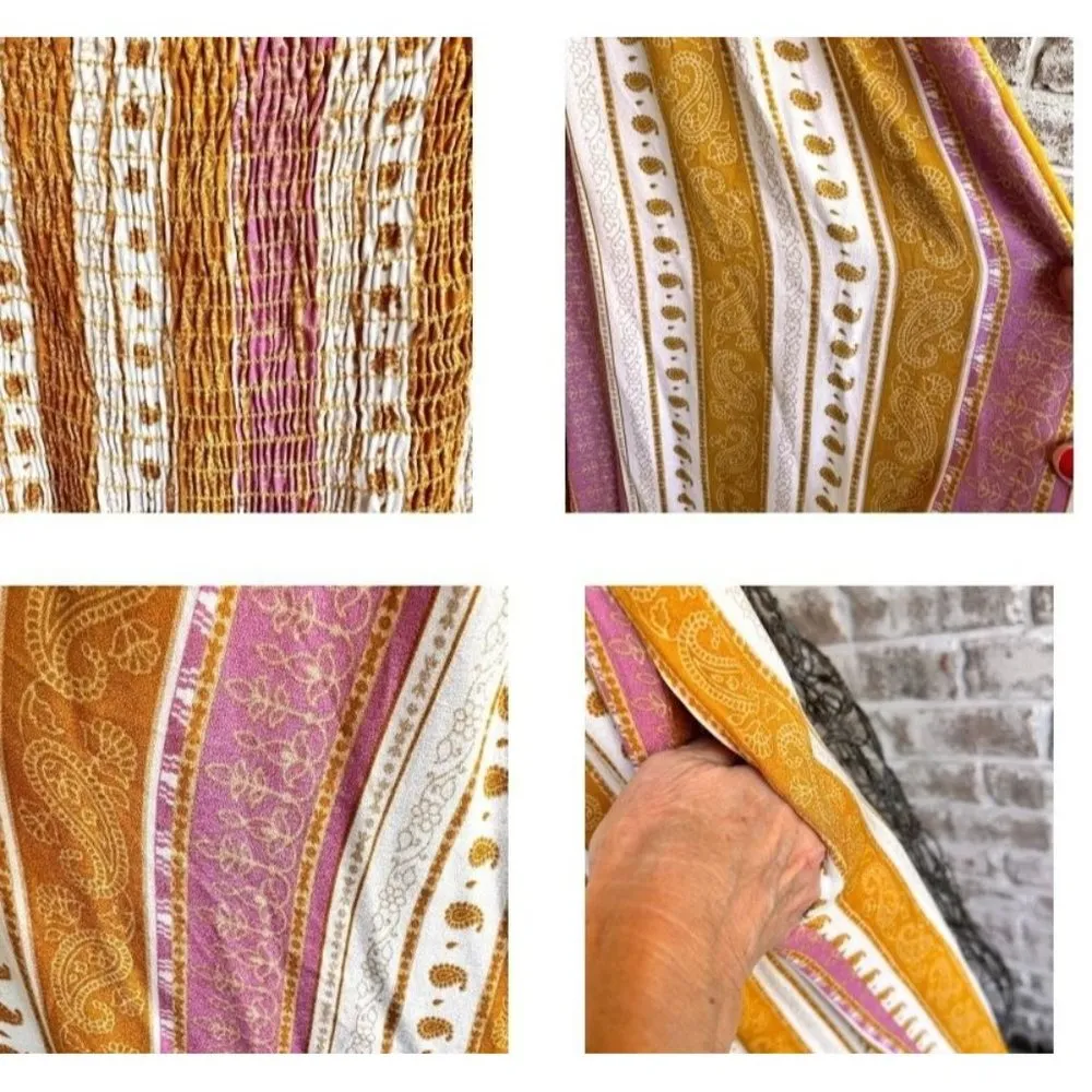 Peach Love California Jumpsuit Large Romper  Strapless Smock Wide Legs H… - Image 8