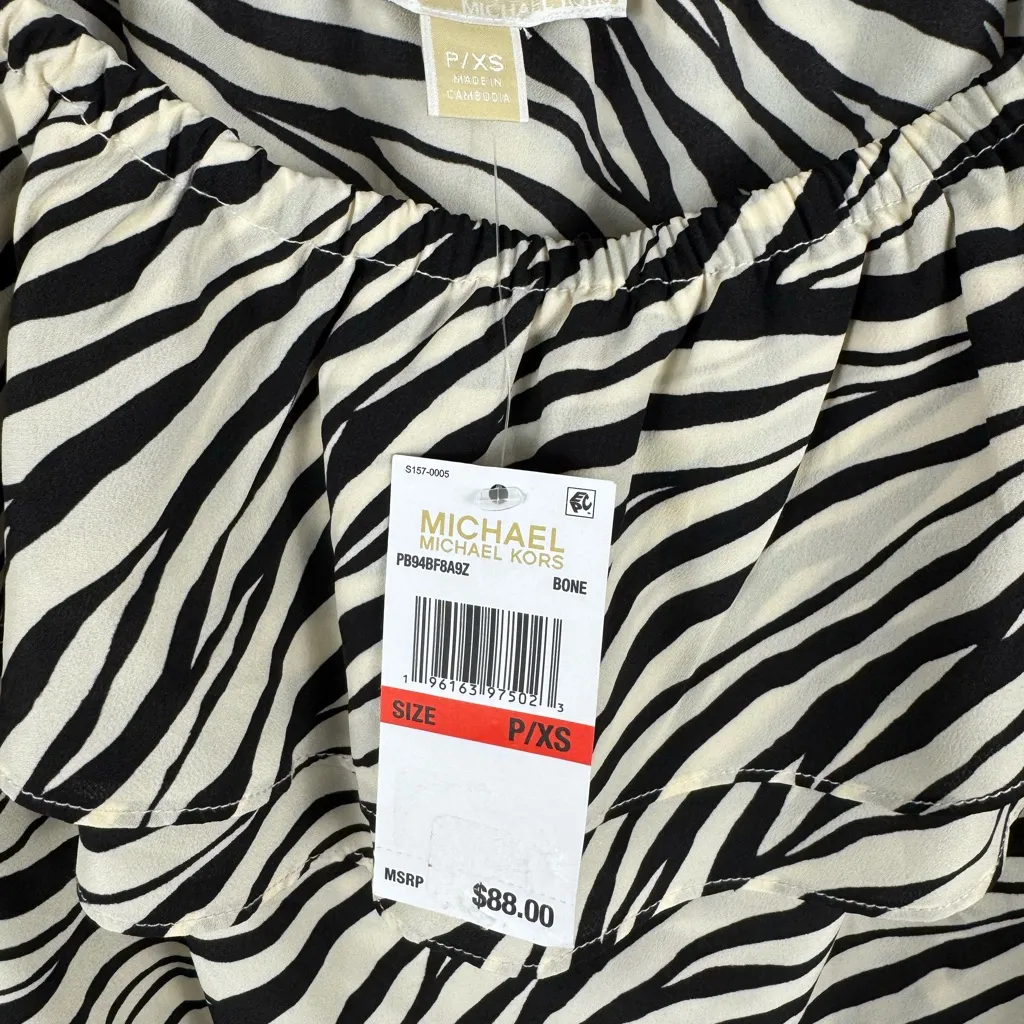 Michael‎ Kors Black and Tan Ruffled Blouse - Image 2