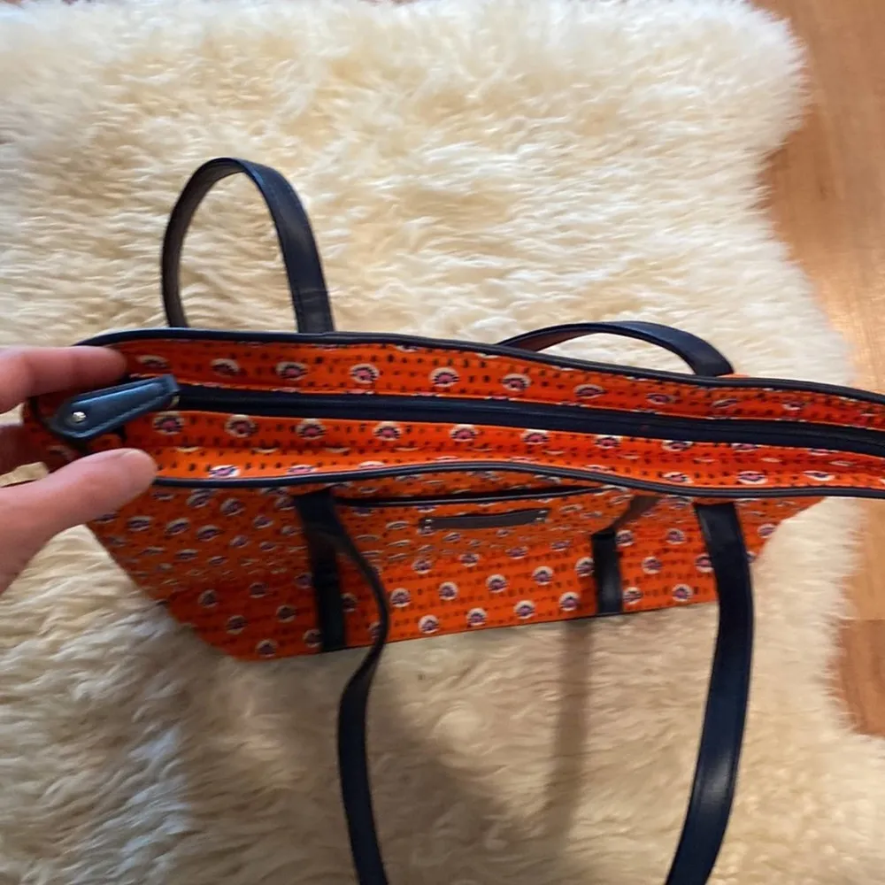 Vera Bradley Trimmed Vera Rio Rosie Orange/Blue Quilted Tote Bag EUC - Image 91