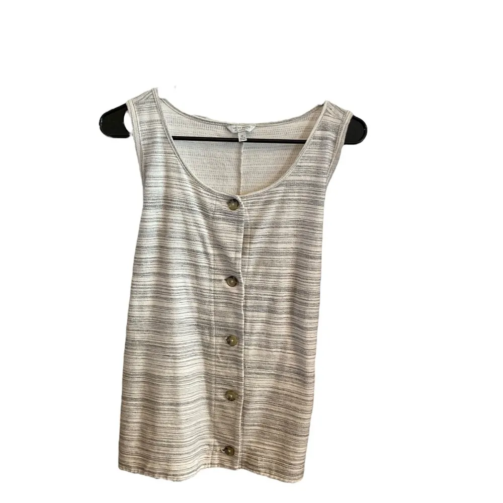Lucky Brand heather gray / cream blend button down tank top - Image 2