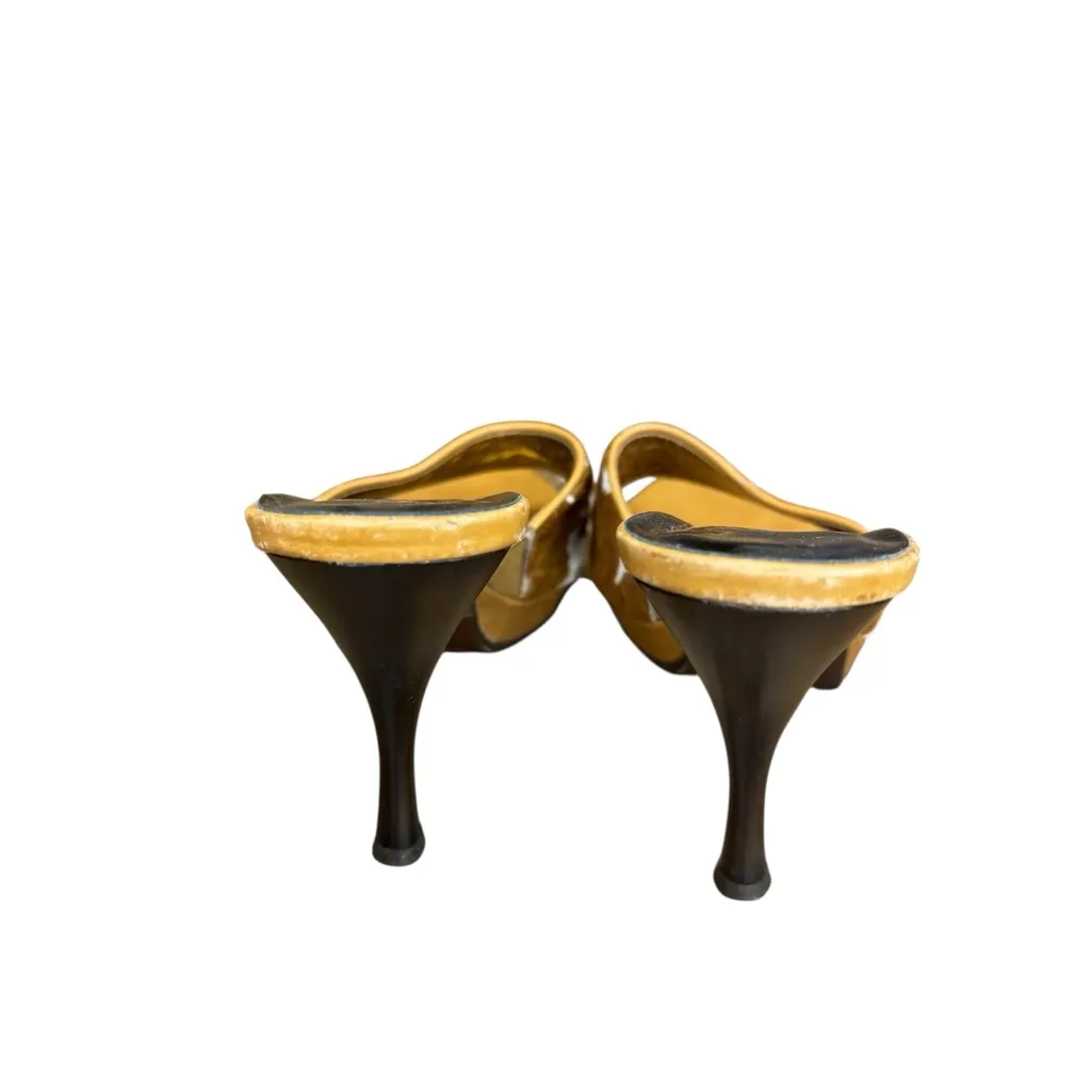 Y2K Vintage Donald J Pliner Couture Pony Hair Cowhide Mule Heels – Made in Italy Brown Size 9 - Image 3