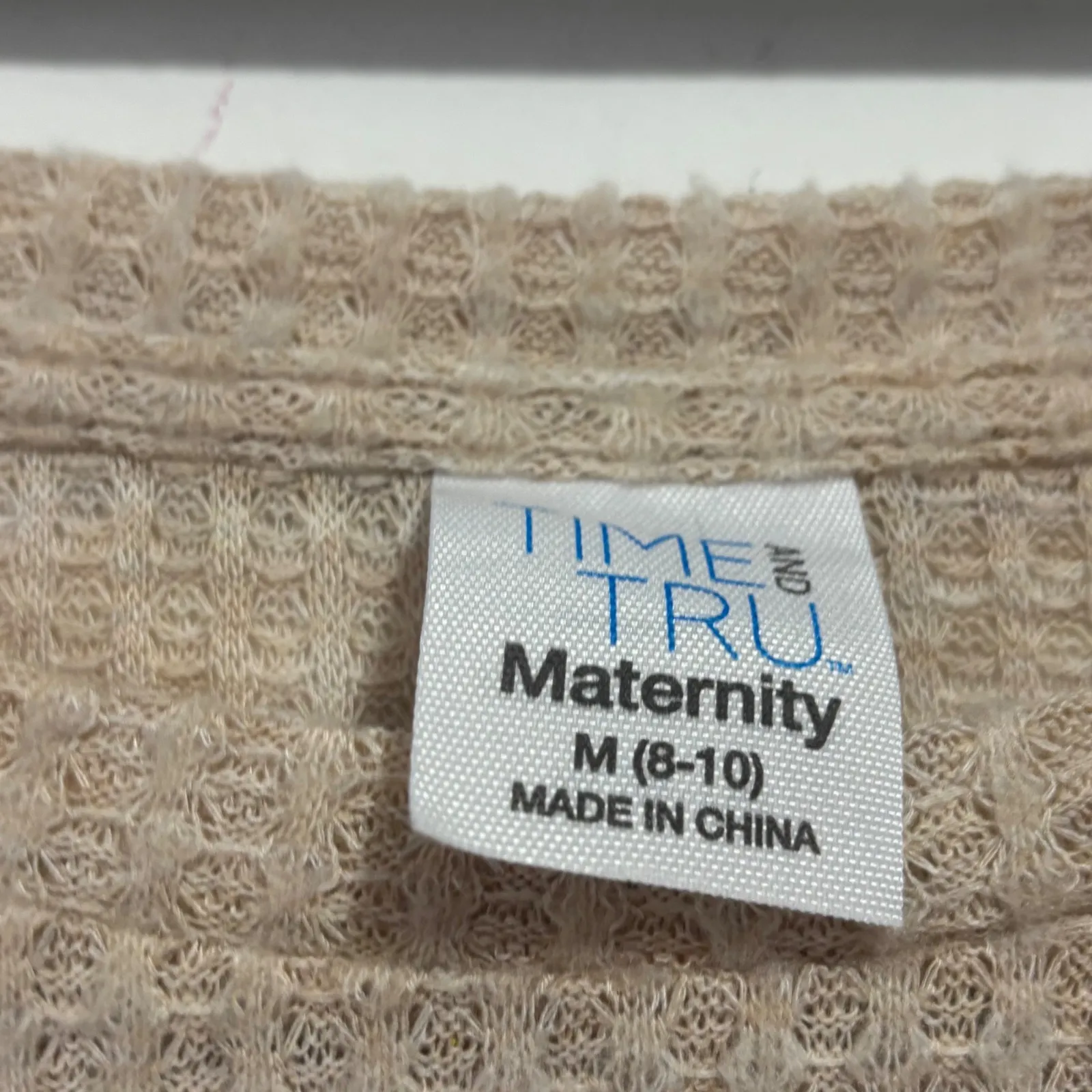 Time and Tru Maternity Waffle Knit Babydoll Tunic Top Beige Size M Tan Size M - Image 2