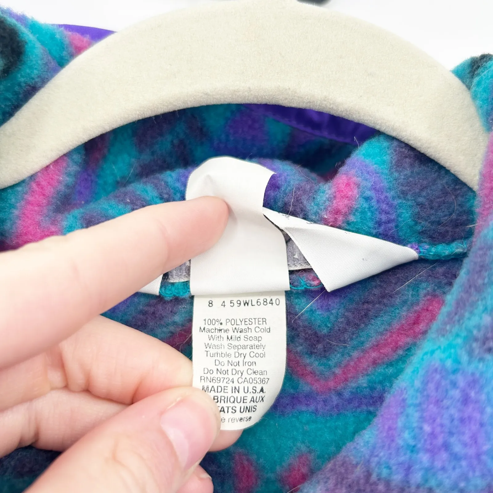 Columbia Womens Vintage 90s Made in USA Fleece Aztec Print Outdoor Jacket Size L - Image 5