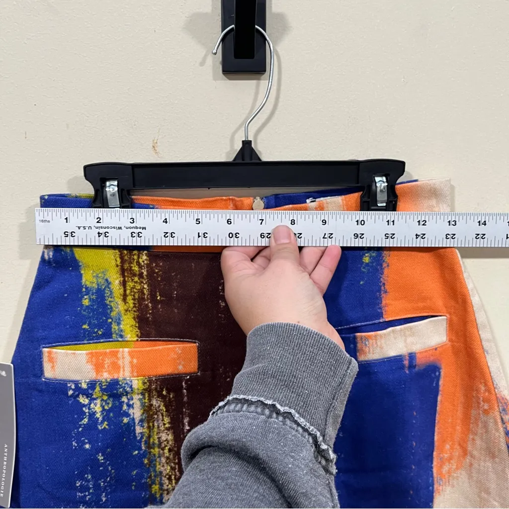 NWT Mehtap Elaidi Brushstroke Printed Denim Midi Skirt size small Anthropologie - Image 14