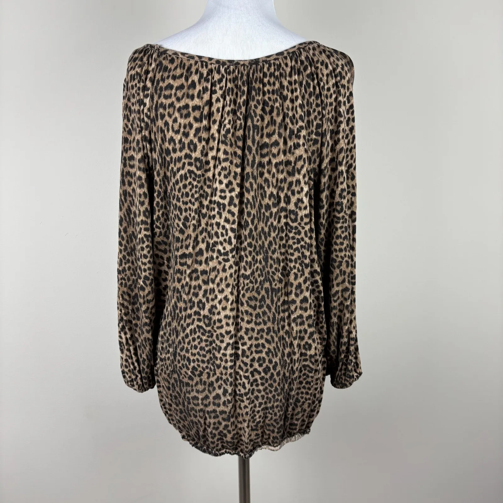 Michael Kors Top Womens XL Brown Leopard‎ Animal Print Scoop Neck 3/4 Sleeve - Image 6