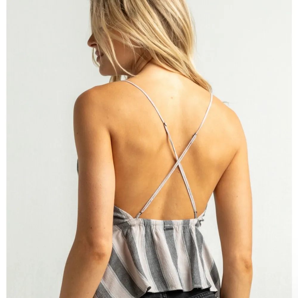 Volcom | Coco Strappy Cami Gray Combo Sleeveless Top Size L - Image 3