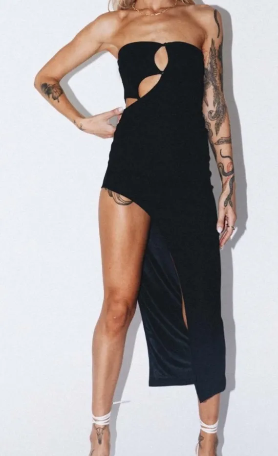 Princess Polly Black Jaxon Midi Dress - Image 3