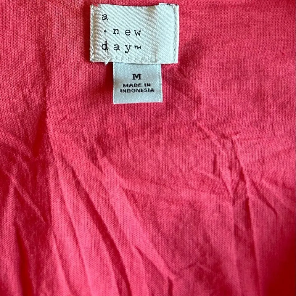 A New Day Women's Pink Coral Ruffle Short Sleeve MIDI Dress Size Medium - Image 13