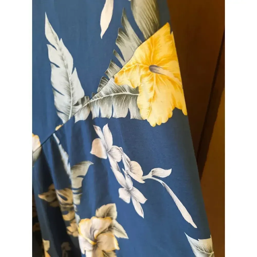Two Palms Hawaii maxi dress XL vacation cruise resort tropical island flowers Blue - Image 3