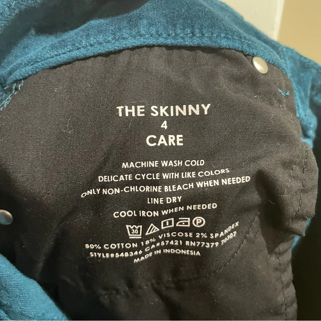 Ann Taylor The Skinny Corduroy Pants Teal Blue Women’s Size 4 - Image 7