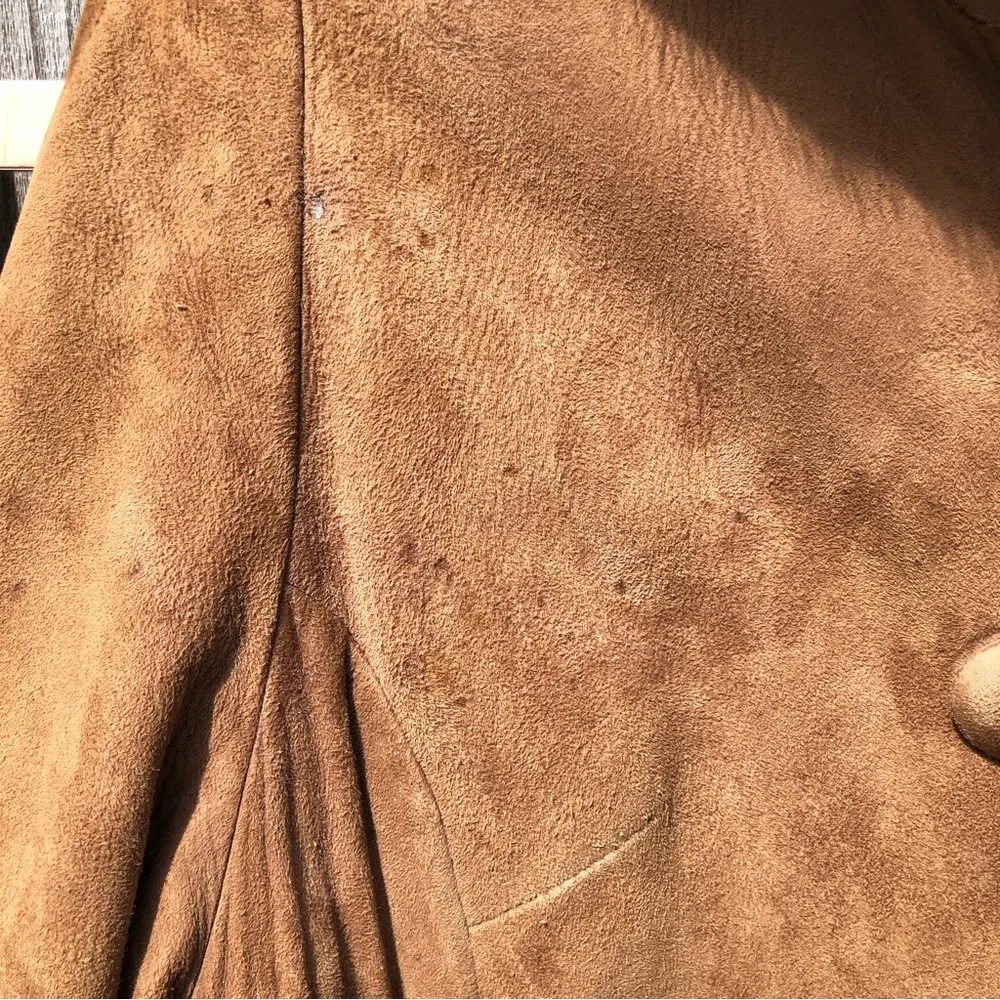 Vintage Suede Double Breasted Coat with Fur Collar M/L Size M - Image 9