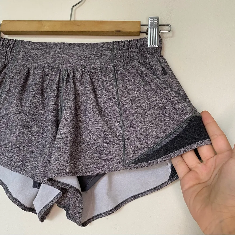 LULULEMON Hotty Hot Lined Active Short II 2.5" Heather Lux Multi Gray/Black Sz 4 - Image 5