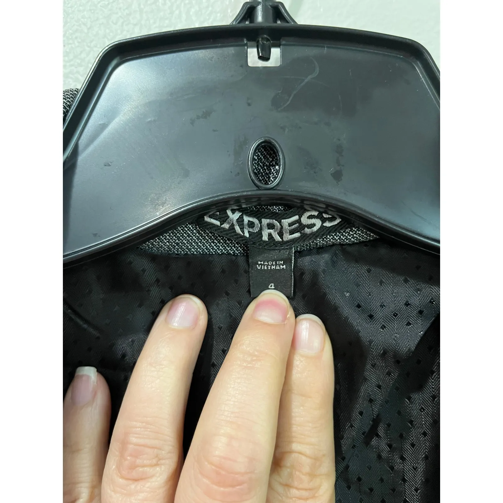 Express Gray Tailored Career Blazer Size 4 One Button Classic Office Workwear - Image 8