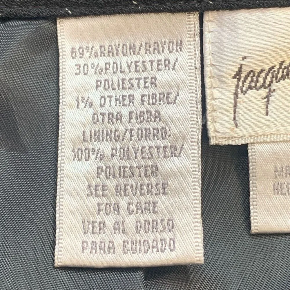 Vintage Jacqueline Ferrar Suit Set Pinstriped Printed Black Jacket Pencil Skirt Size 14 - Image 12