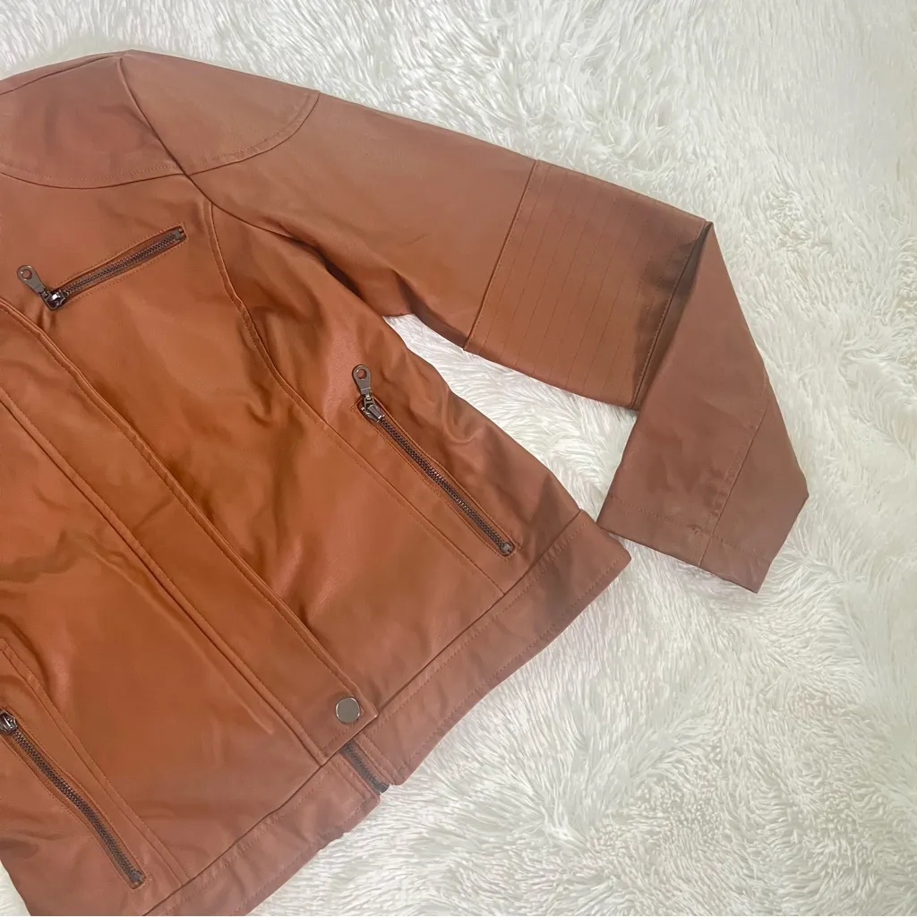 Maralyn & Me Brown Leather Jacket Size Large Juniors - Image 5