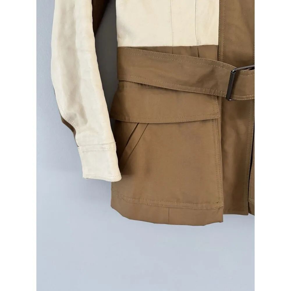 Theory Macaire Genuine Lamb Leather and Cotton Canvas Jacket Sz Medium Utility - Image 7