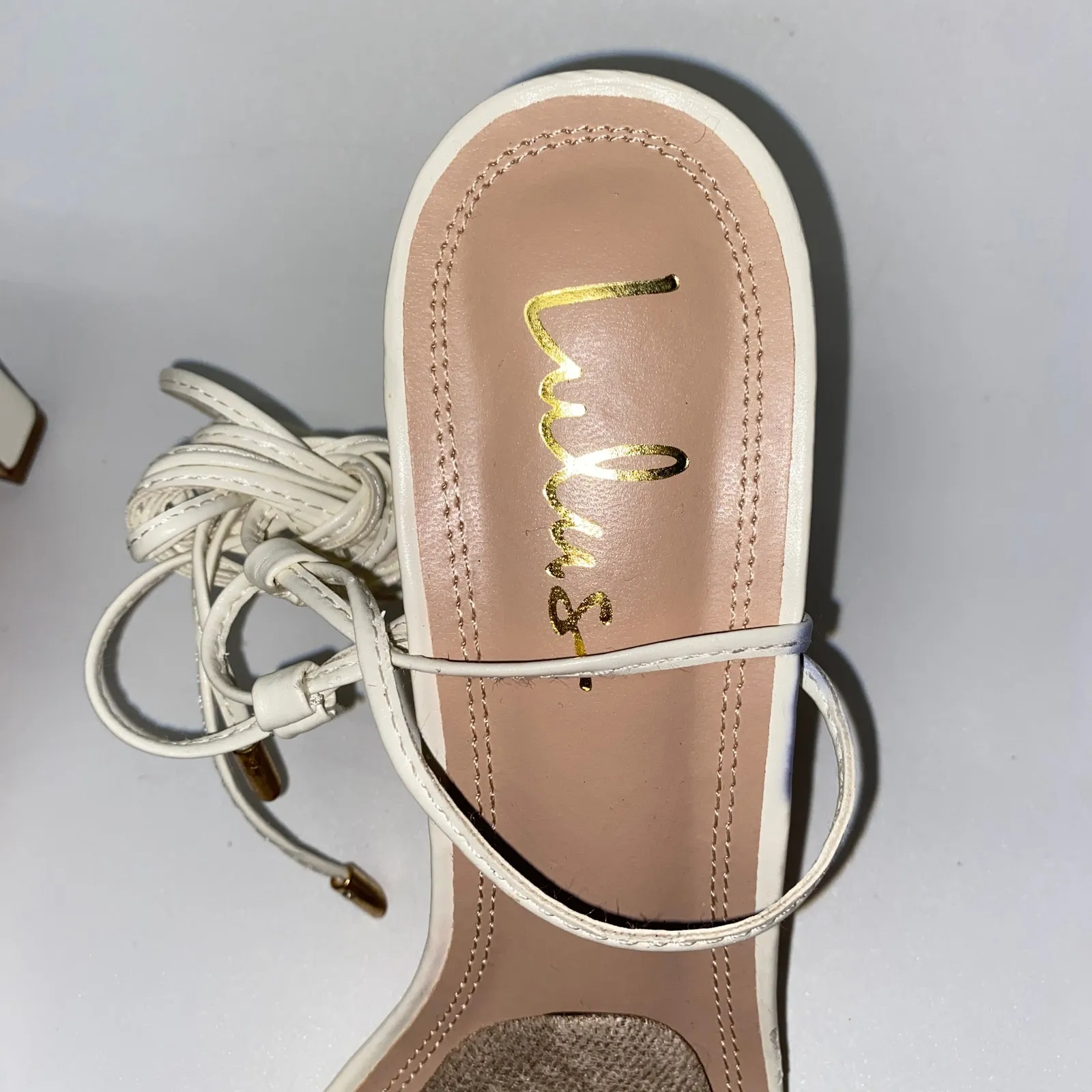 Lulus White Xylia Lace-Up Heels Heeled Sandals Women's Size 10 - Image 4
