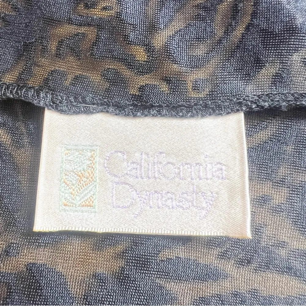 Vintage California Dynasty Black Paisley Burnout Velvet Strappy Nightie Sz Large - Image 6