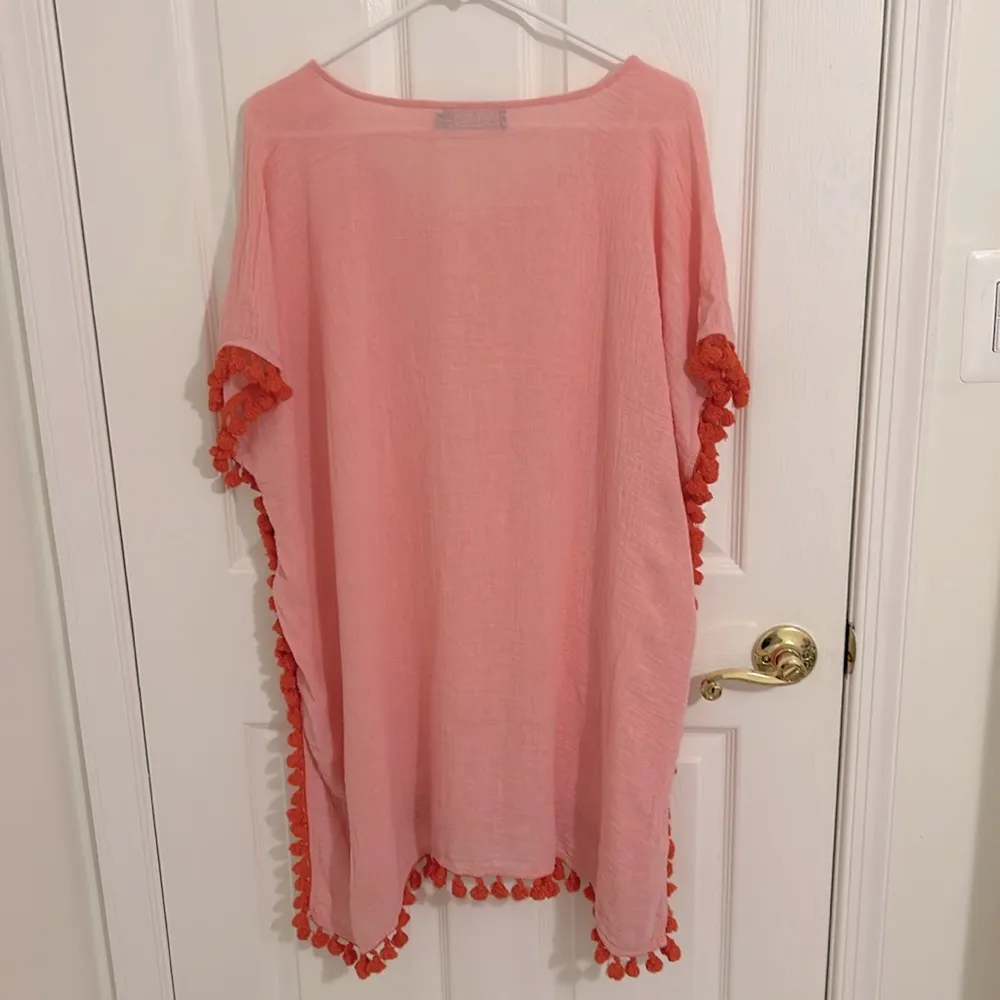 Tuckernuck Pomander Place Katie Tassel Caftan Swim Cover Up Pink Size S/M - Image 5