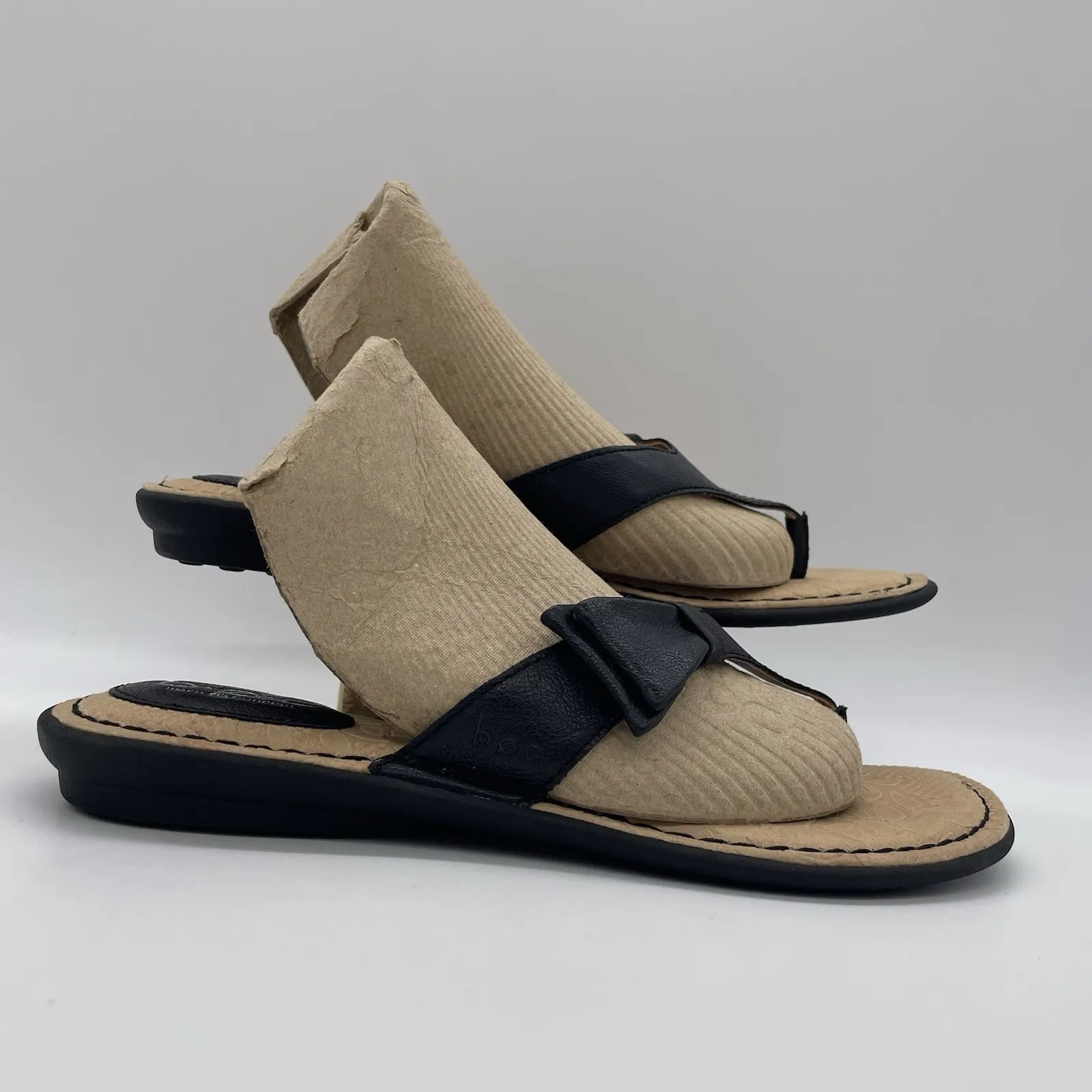 BOC Womens 7 Shoes Black Born Concept Thong Flip Flops‎ Sandals Bow Detail - Image 2