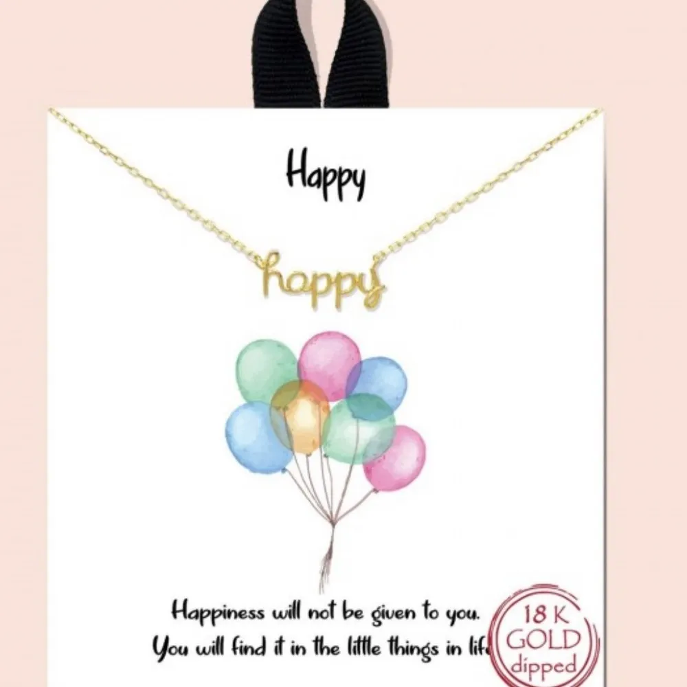 delicate chain with the words of the emotion that we should always feel. HAPPY Gold - Image 2