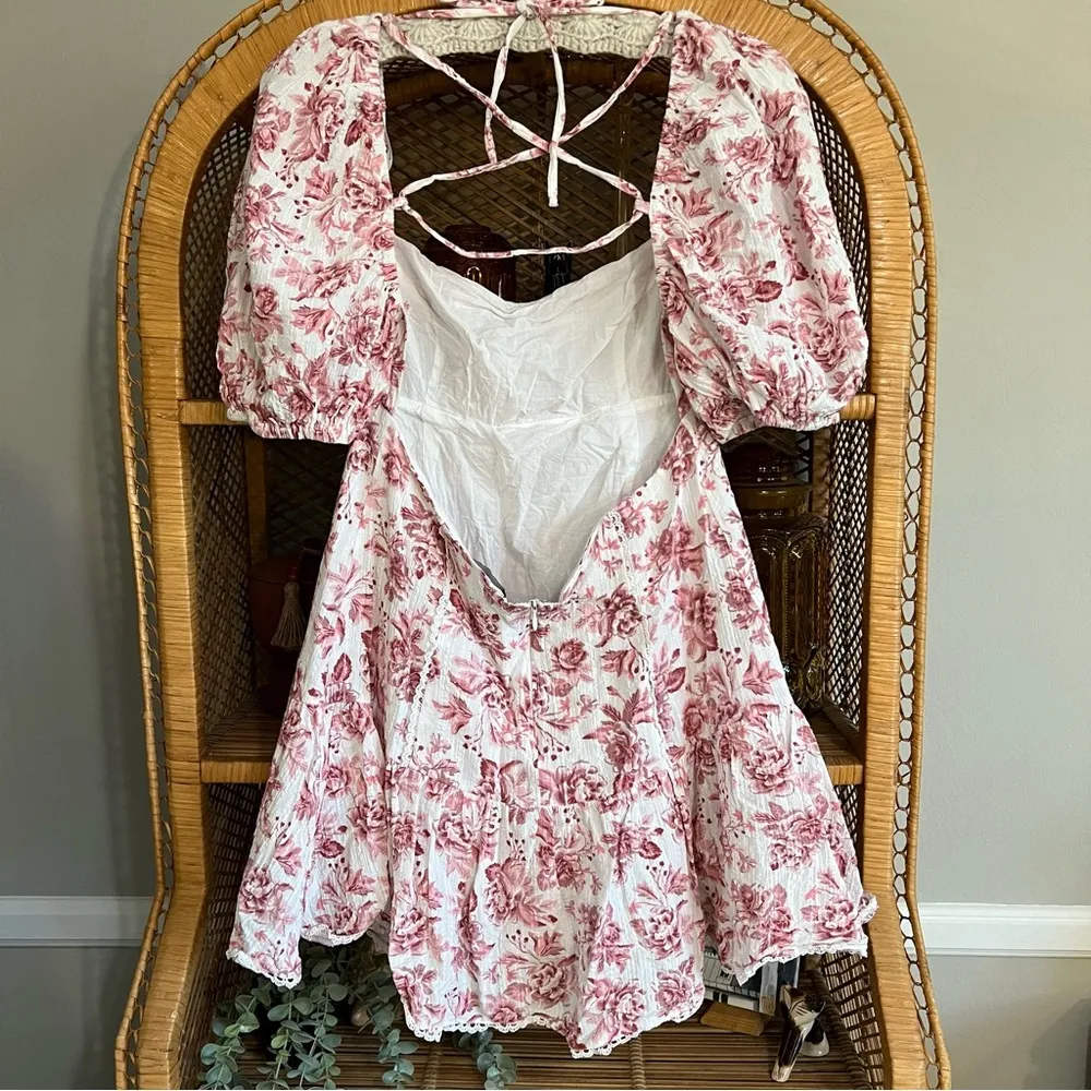 Minkpink Love Story Mini Dress Floral Tie Back Size Large - Image 5