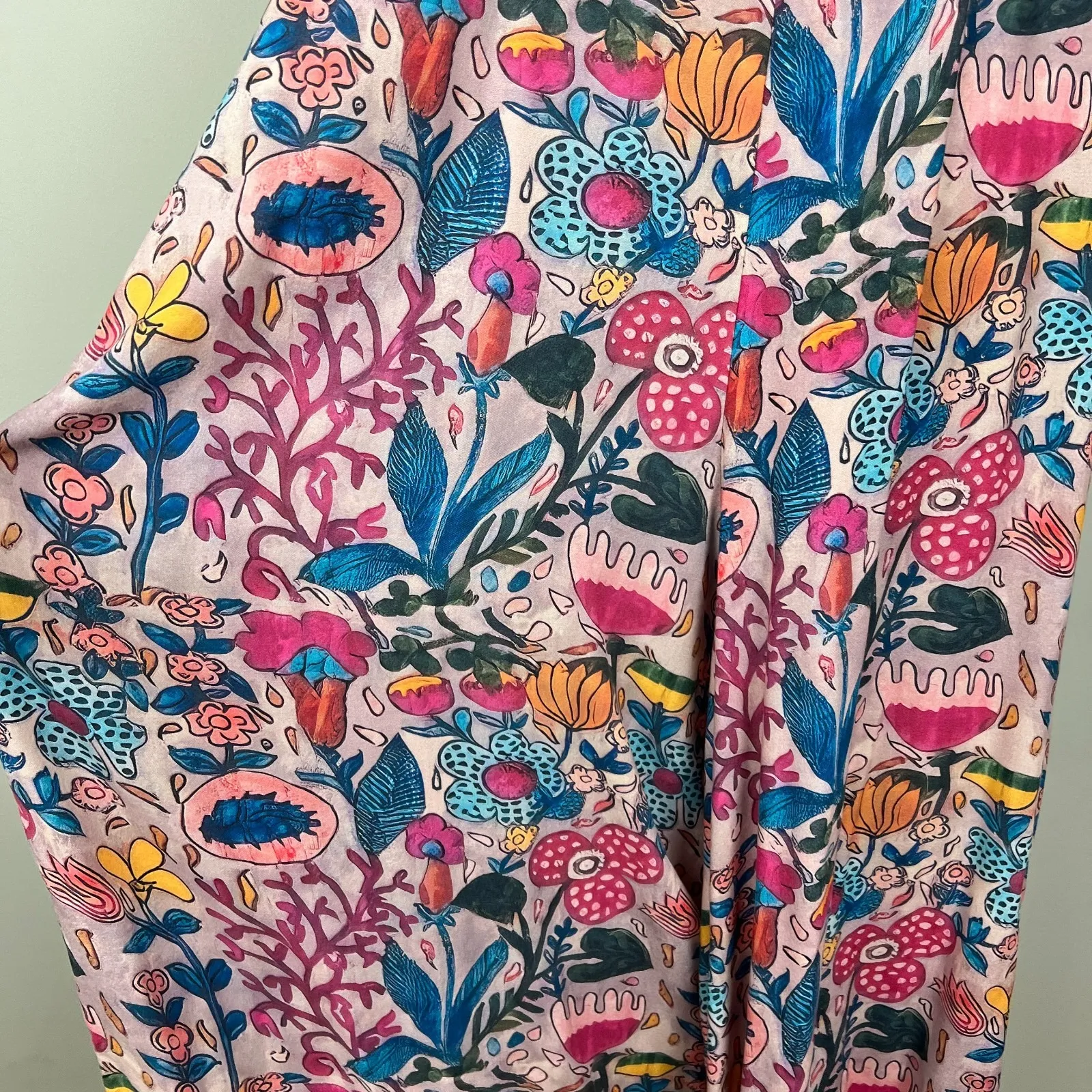 Natural Life Jumpsuit XL Pink Floral Wide Leg Boho Feminine Colorful Hippie - Image 5