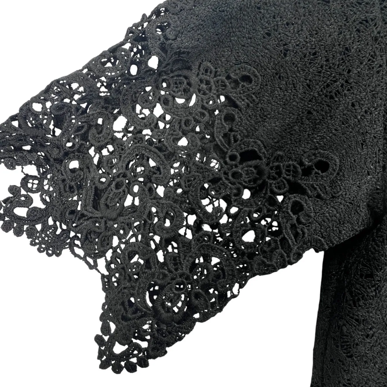 Banana Republic Heritage Belted Lace Shirt Dress Women Size 2 Black Crochet Hem - Image 10