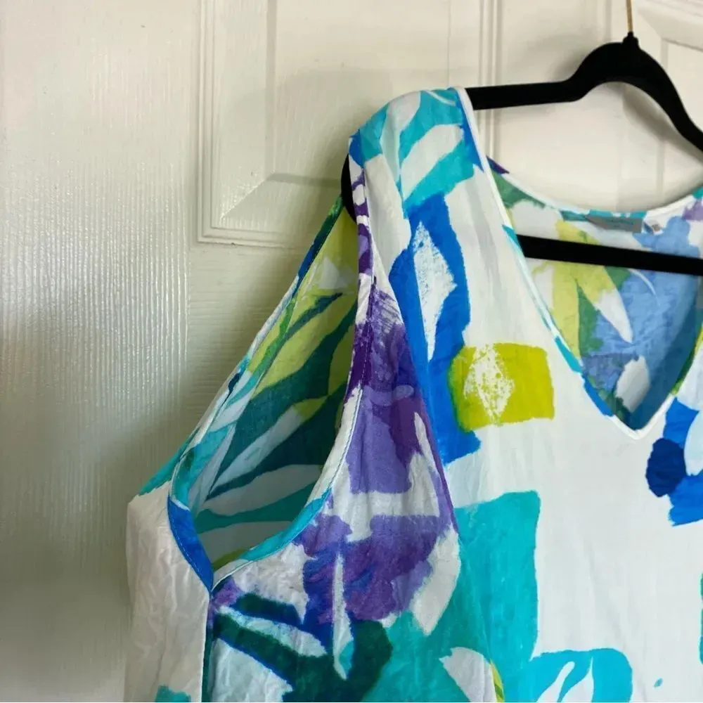 JAMS WORLD Dress in Cozumel Print White Purple Blue Tropical Size XS - Image 5