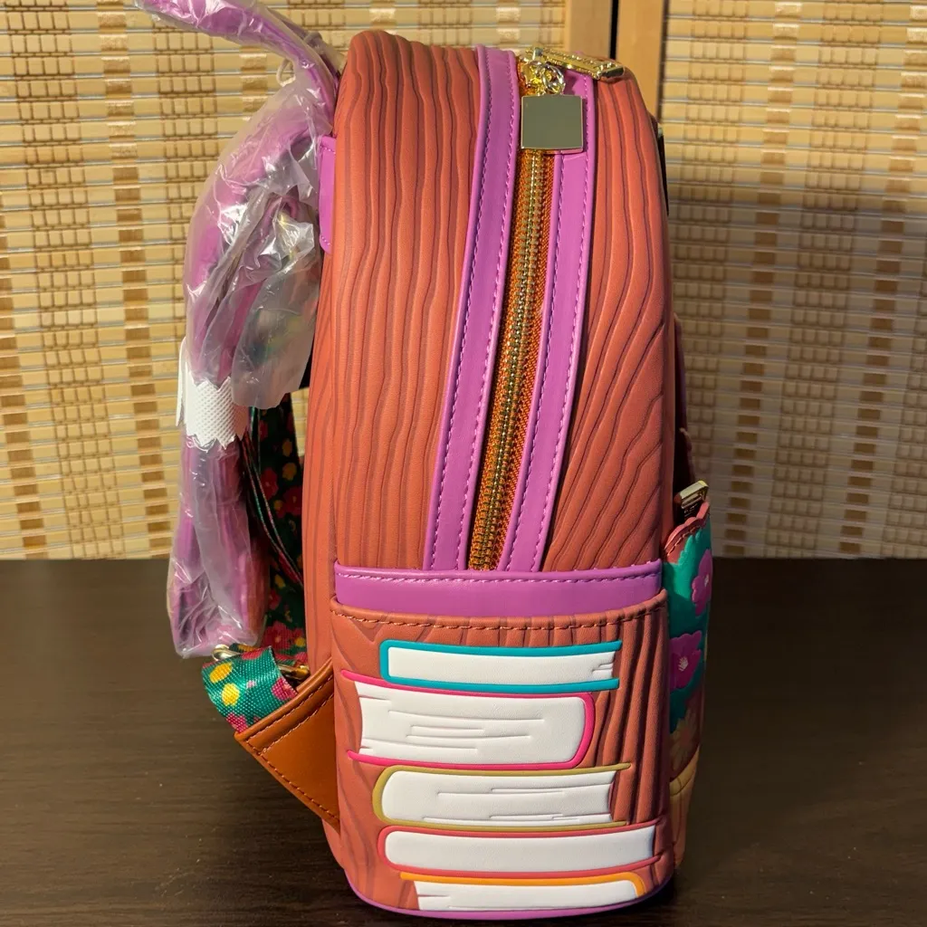 LOUNGEFLY DISNEY PRINCESS TANGLED RAPUNZEL STORY BOOKS PASCAL MINI BACKPACK BAG - Image 6