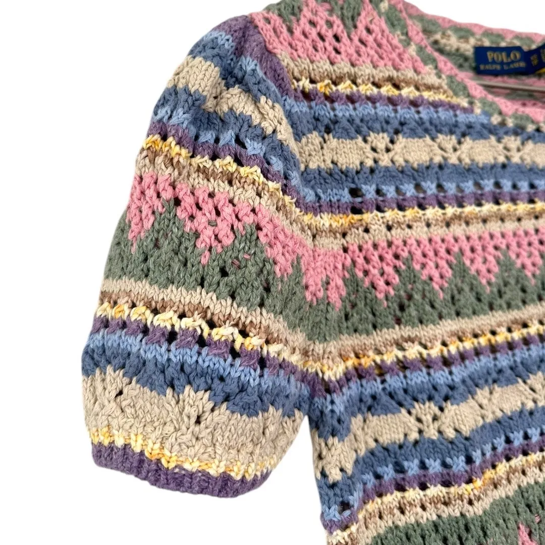 NWT Polo Ralph Lauren Striped Pointelle Knit Sweater Tee XS - Image 7