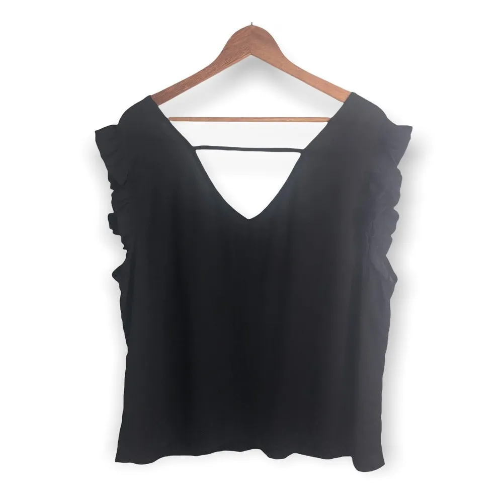 Shein Curve Ruffled Sleeve V-neck Blouse - Image 3
