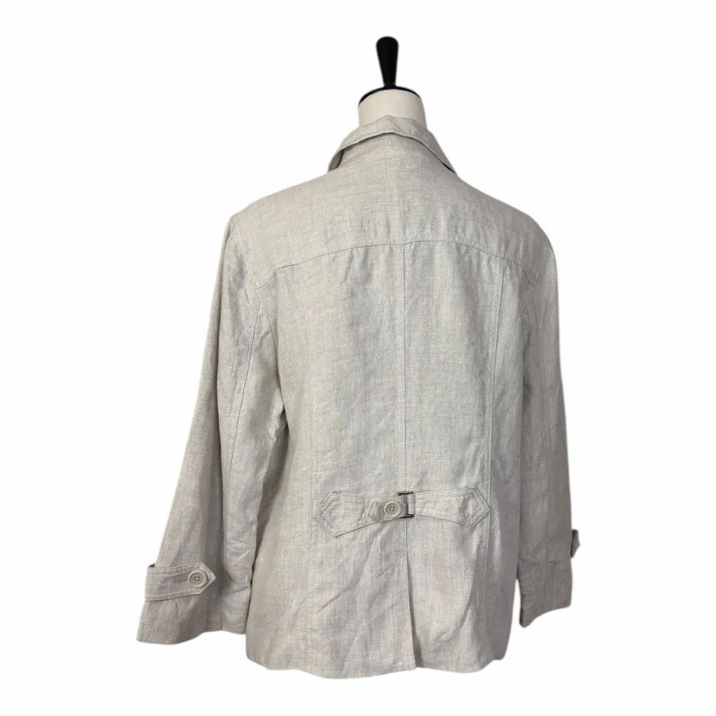 Studio Works Linen Blend Blazer Women’s Size Large Minimalist Tan Natural Beige - Image 4