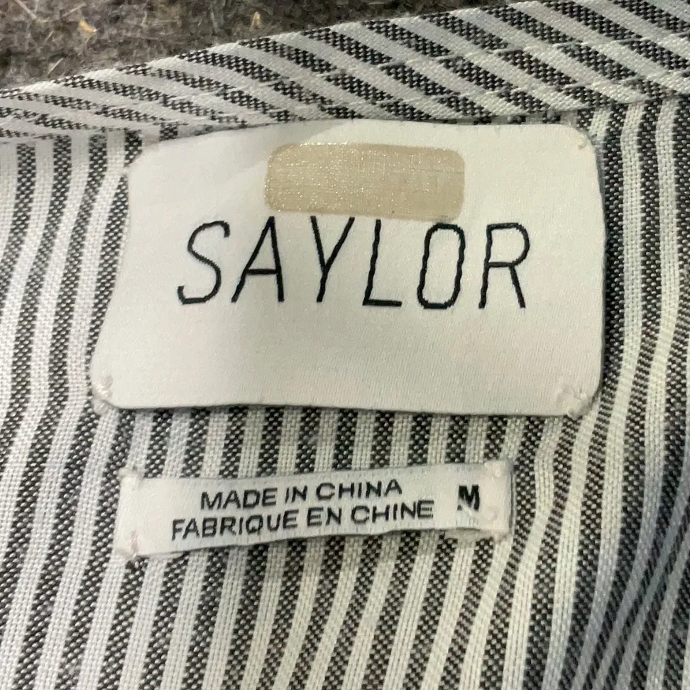 SAYLOR Striped Maliyah Midi Dress Grey & White Lace Crochet Boho Country Size M - Image 8